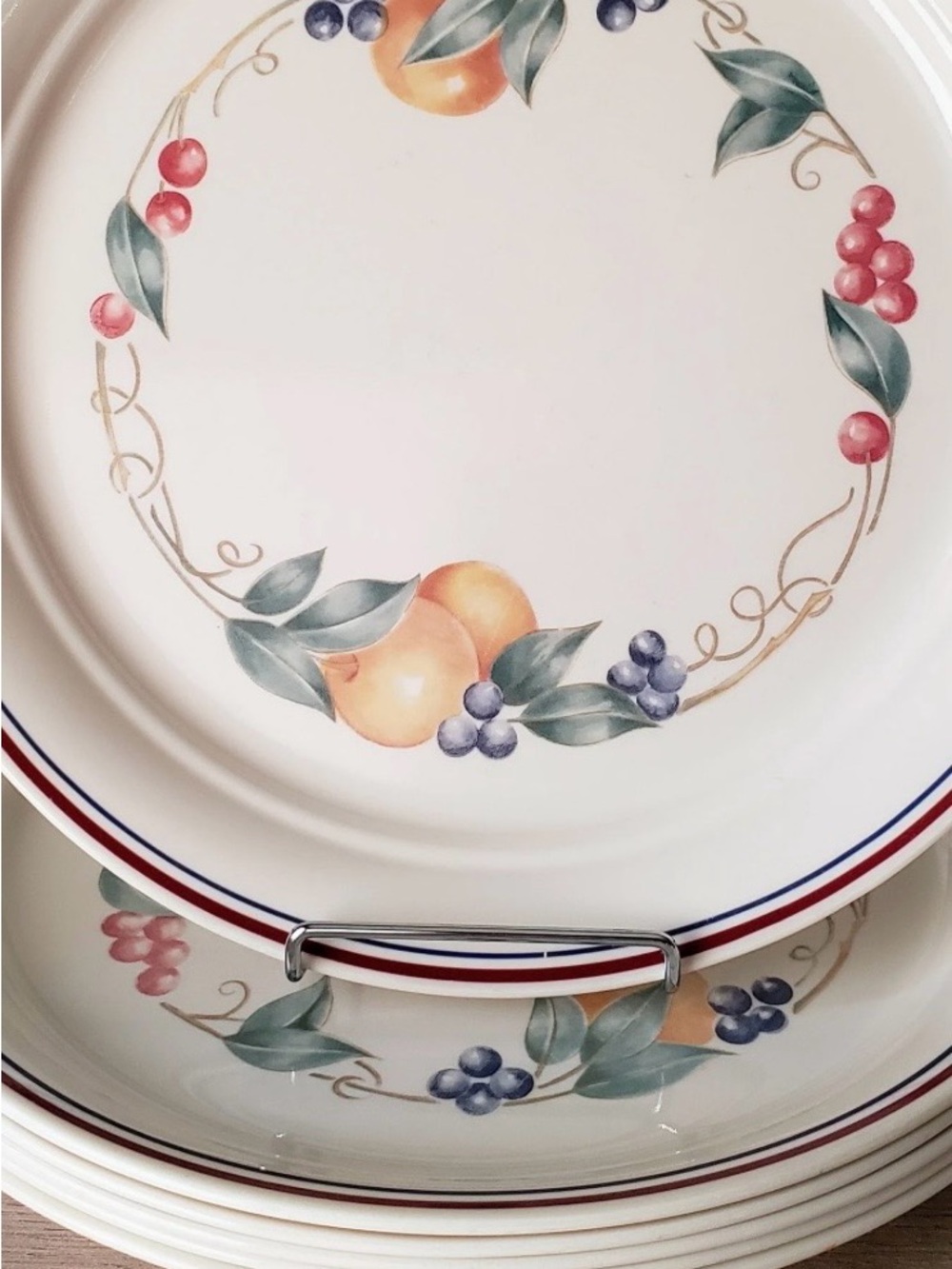 Corelle 6 Abundance Dinner plates. Late 1980/90s🍑🍒